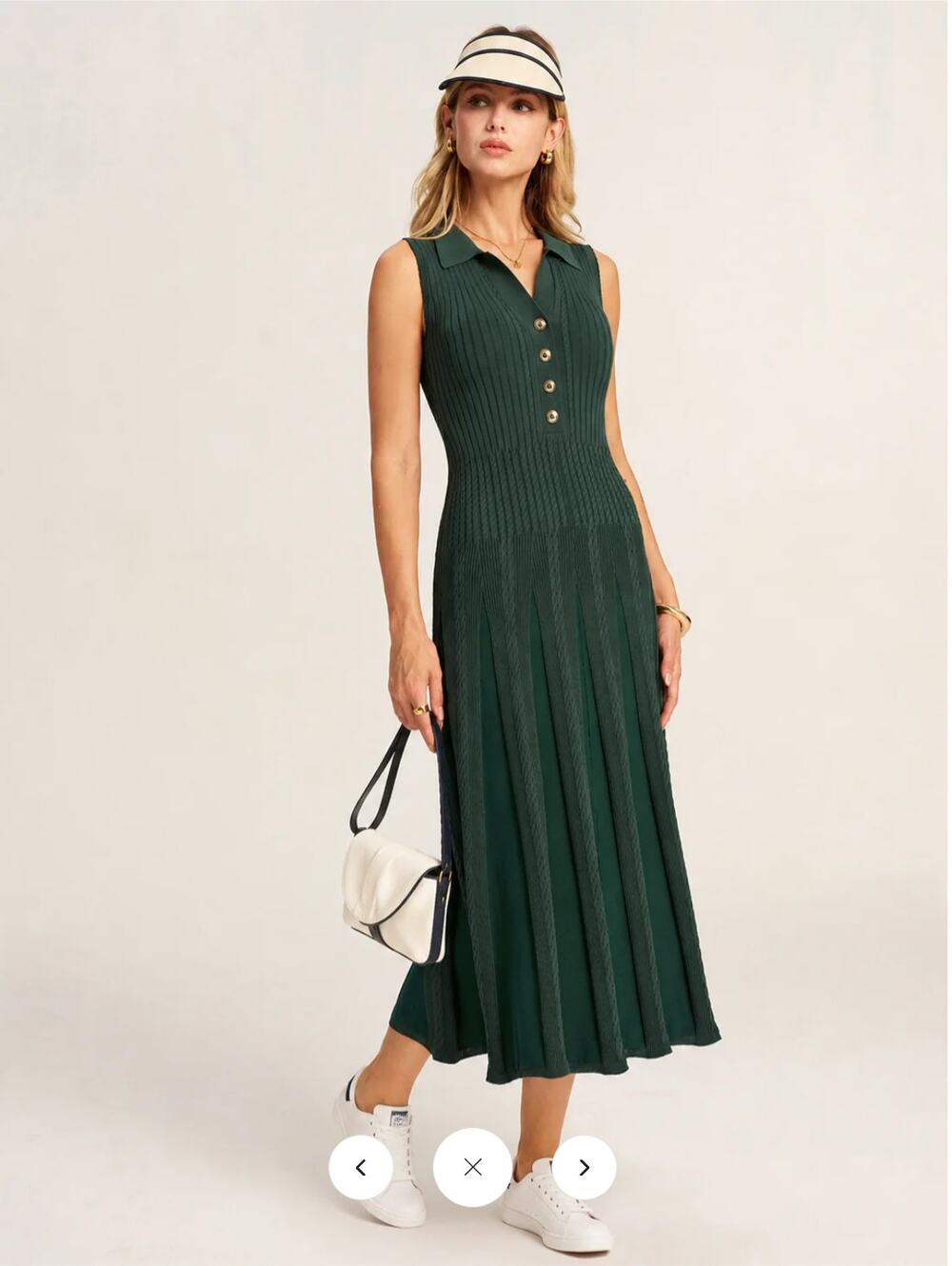 NWT Commense Sleeveless Polo Ribbed Knit Midi Dress Sz L